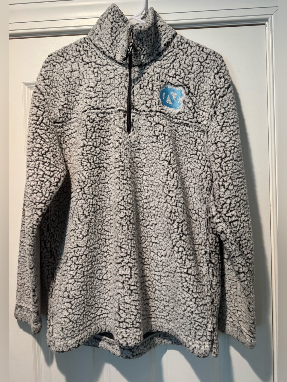 boxercraft Light Gray Sherpa Quarter-Zip with Carolina Blue Logo